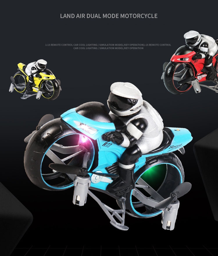 R22 Flying Motorcycle 2-In-1 Land/Air Mode Racing Motorbike 2.4G RC Drone Quadcopter - Photo: 1