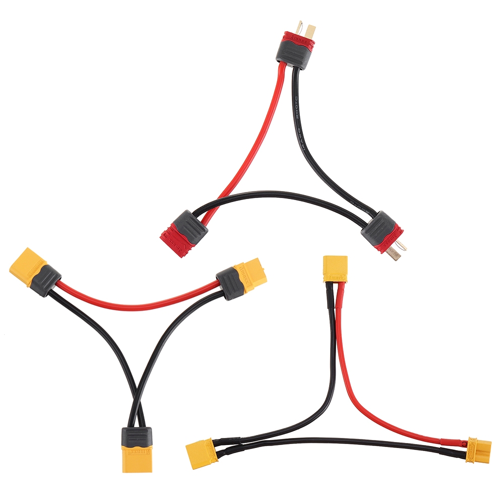 XT60 XT30 Deans T Plug Series Harness Battery Connector Cable Dual Extension Y Splitter Silicone Wire