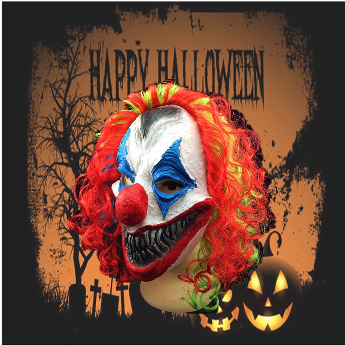 New Halloween Mask Creepy Clown Head Adult Costume Party Fancy Prop Random Colo