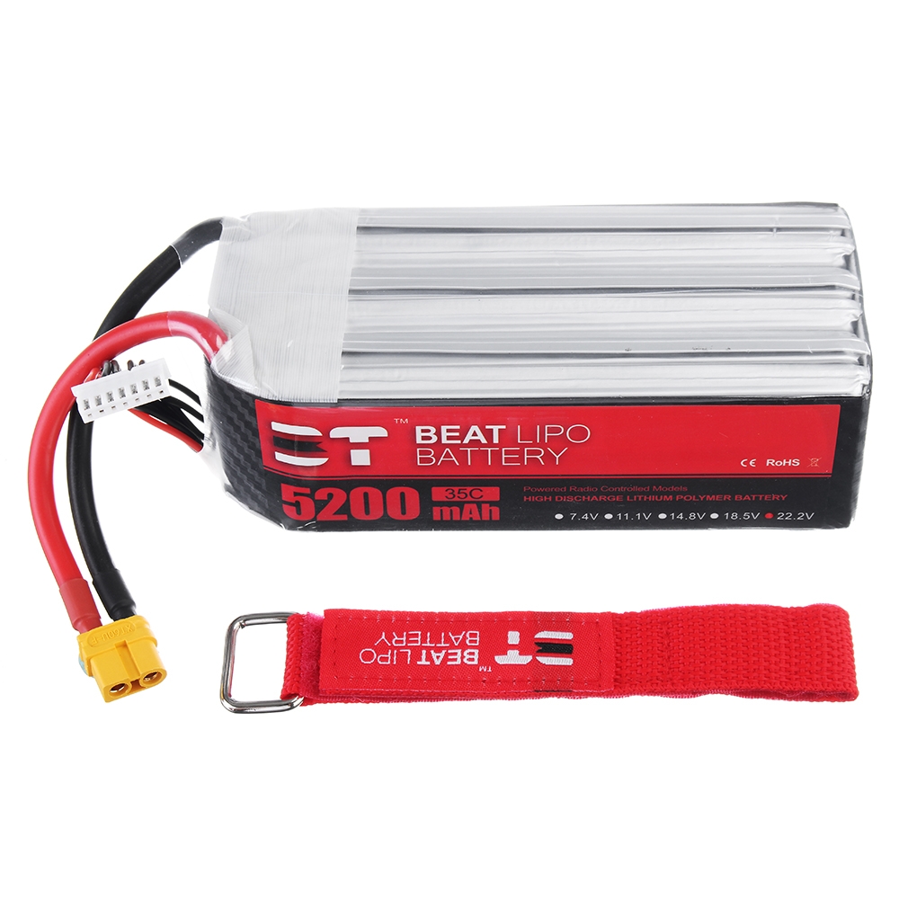 BT BEAT 22.2V 5200mAh 35C 6S Lipo Battery XT60 Plug With Battery Strap for RC Racing Drone