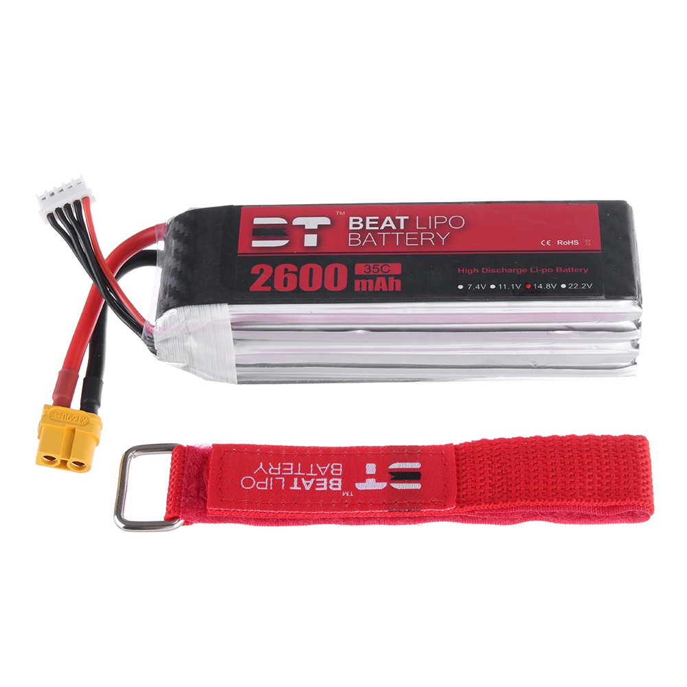 BT BEAT 14.8V 2600mAh 35C 4S Lipo Battery XT60 Plug With Battery Strap for RC Racing Drone