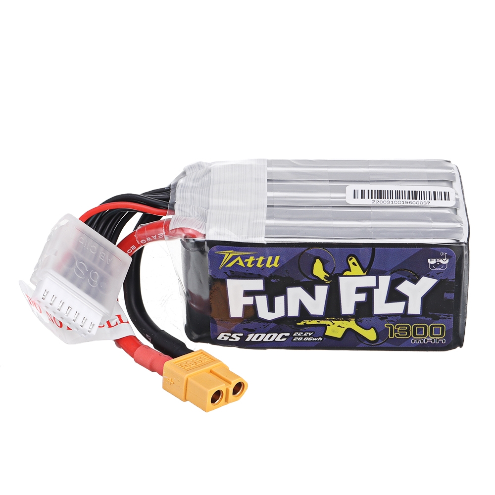 TATTU Funfly Series 22.2V 1300mAh 100C 6S Lipo Battery XT60 Plug for RC Racing Drone