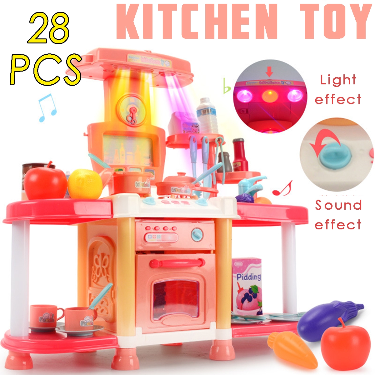 Children's Playhouse Kitchen Toy Set Sound And Light Sound Effects Girls Cook And Cook Utensils