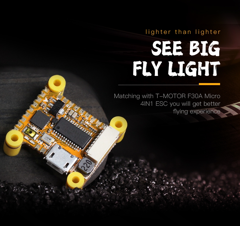 2.9g Only T-MOTOR Light F411 2~6S Flight Controller 20*20mm STM32F411 for FPV Racing RC Drone