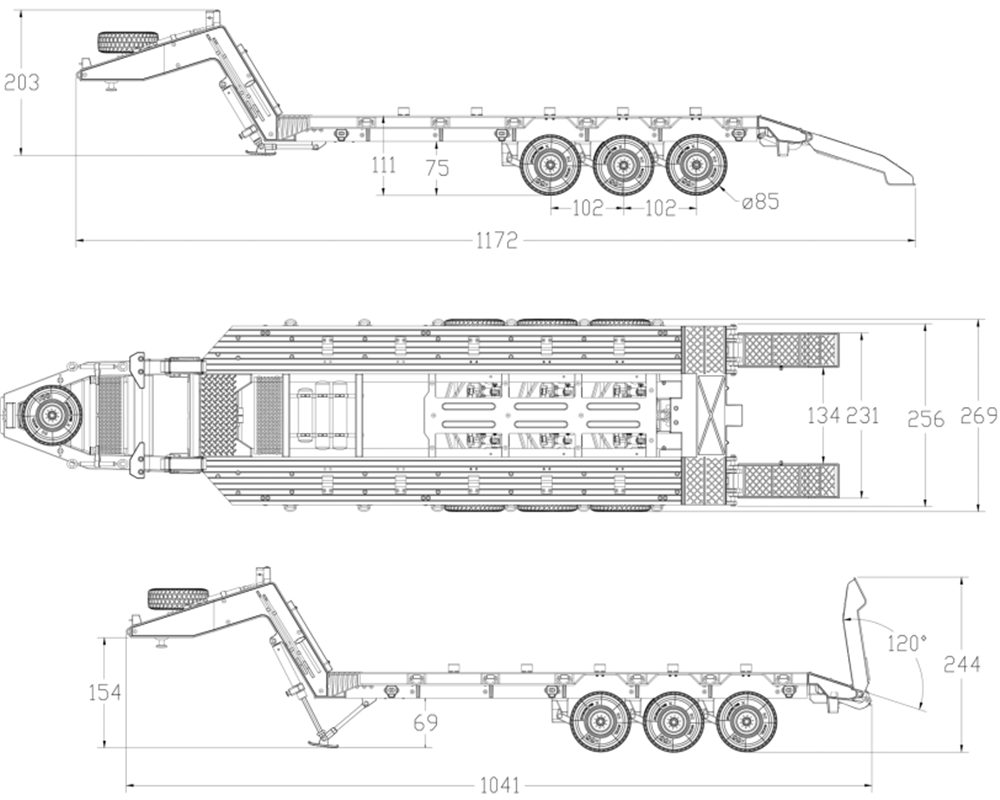 HG P806 RTR Pre-Assembled TRASPED 1/12 Heavy Equipment Semi Trailer for U.S M747 RC Car Vehicles Model