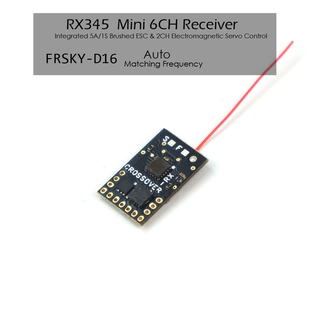 AEORC RX345/T 2.4GHz 6CH Mini RC Receiver with Telemetry Integrated 2CH Electromagnetic Servo Controller and 1S 5A Brushed ESC Supports FrSky D16 for for RC Drone