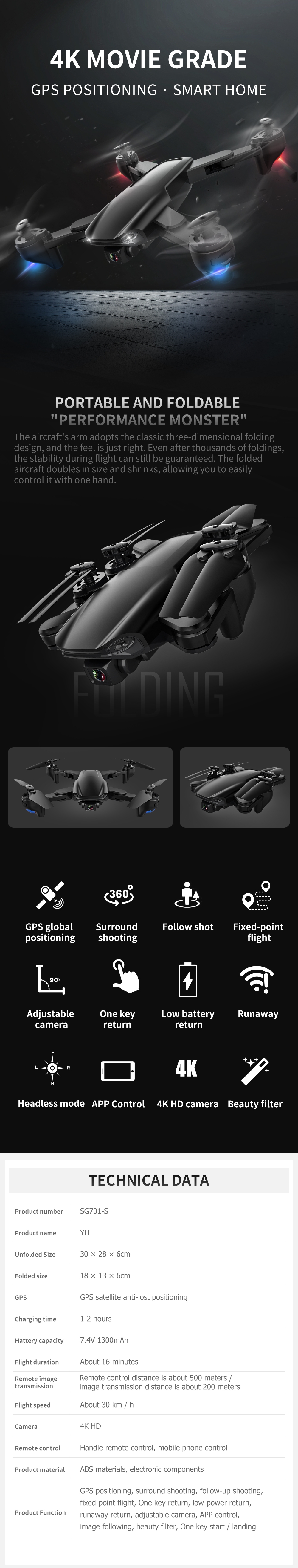 ZLRC SG701-S GPS 5G WIFI FPV With Dual 4K 1080P Optical Flowing Ajustable Camera 50X Zoom RC Quadcopter Drone RTF