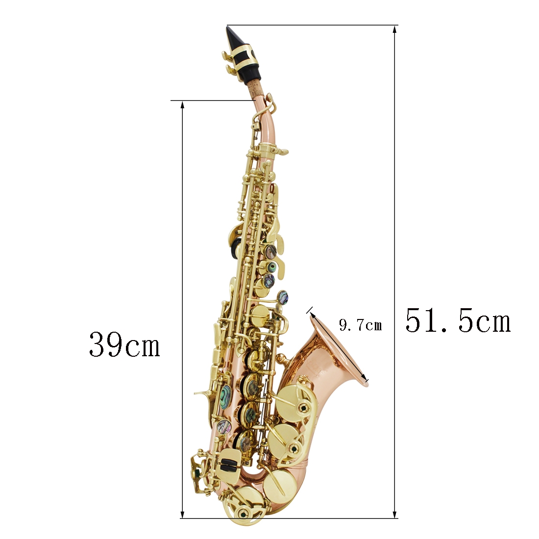 Bb key to High F key and G Key Phosphor Bronze Copper Curved Soprano Saxophone