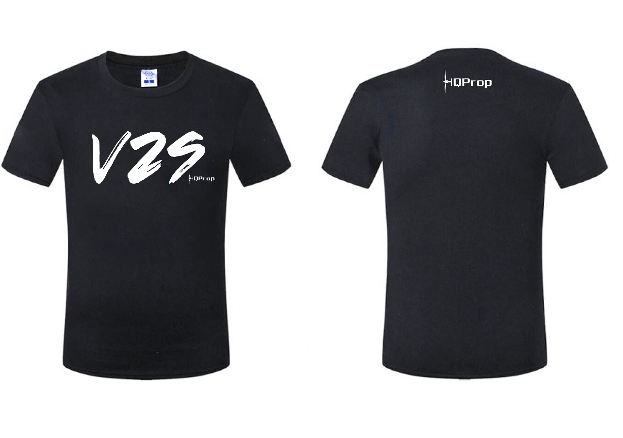 HQProp v2s Black Men's Cotton T-shirt L/XL/XXL Round Collar Summer for RC Drone FPV Racing