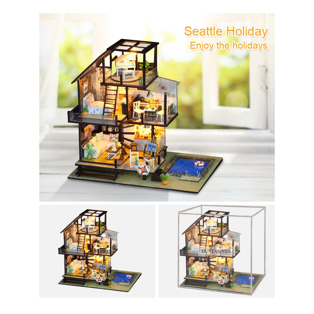Iie Create K048 Seattle Holiday DIY Assembled Cabin Creative With Furniture Indoor Toys