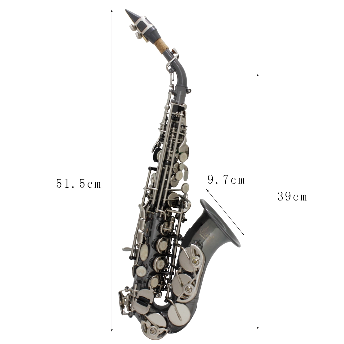 Slade Bb Soprano Saxophone Sax Brass Material Woodwind Instrument with Case Gloves Cleaning Cloth Brush Sax Strap Mouthpiece Brush