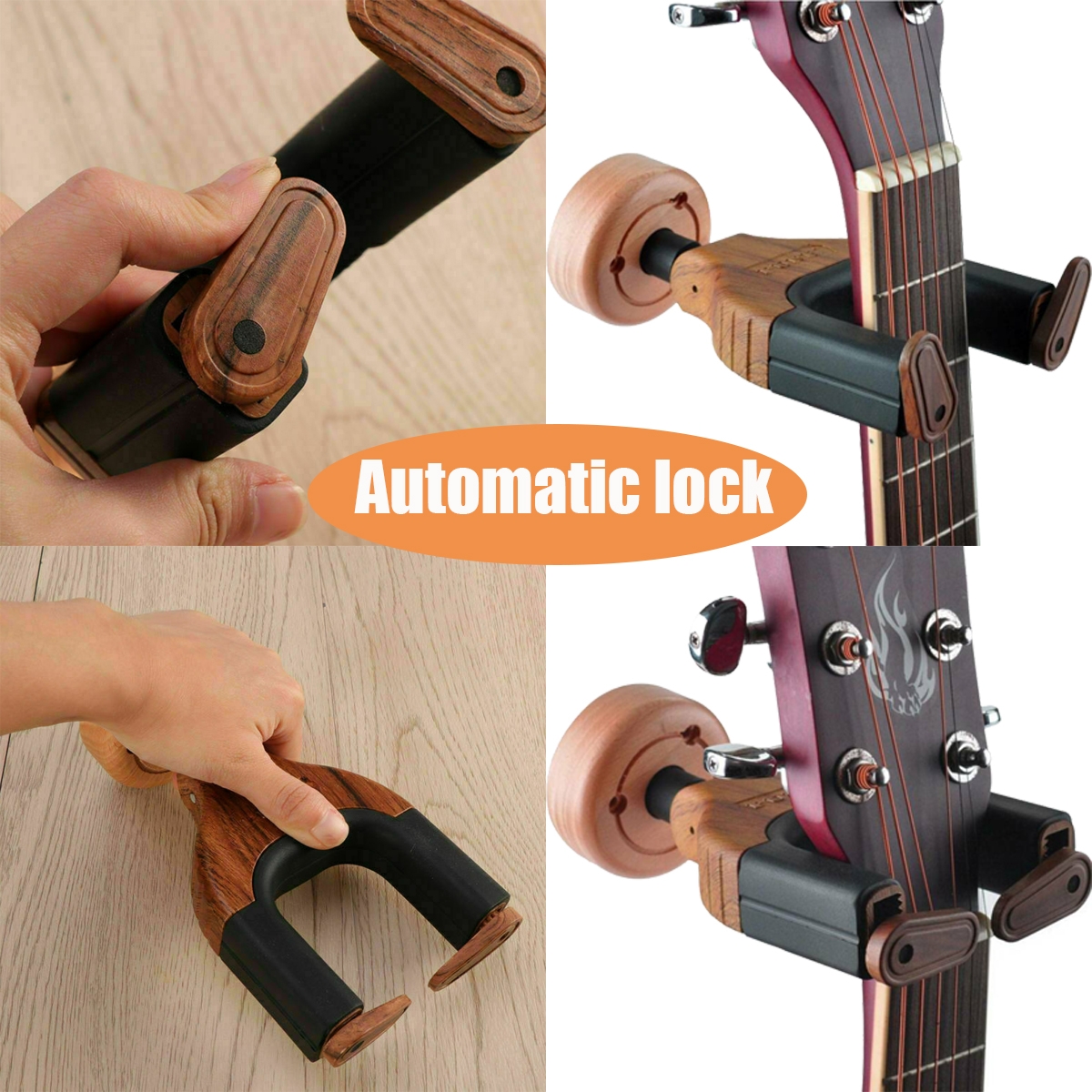 3 Color Guitar Bass Wooden Wall Mount Hangers Holder Hook Keeper Bracket Hanger