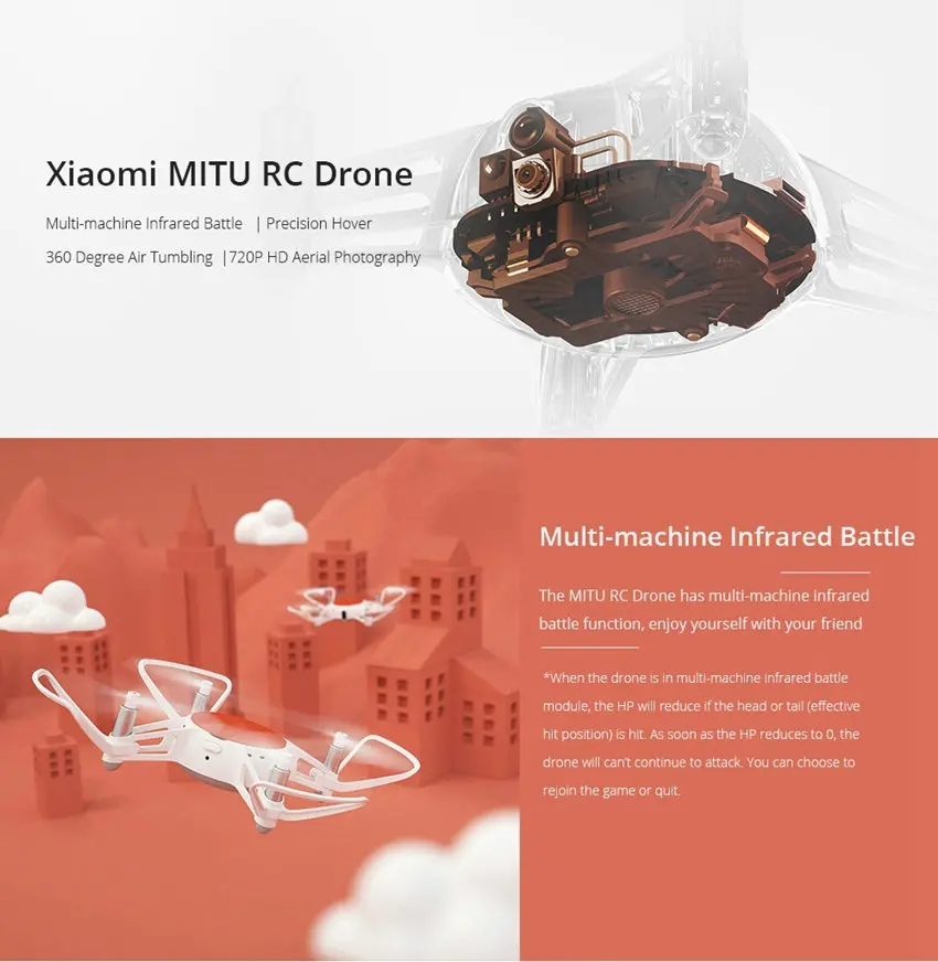 Xiaomi FIMI MiTu WiFi FPV With 720P HD Camera Multi-Machine Infrared Battle Mini RC Drone Quadcopter BNF+One Set Propellers