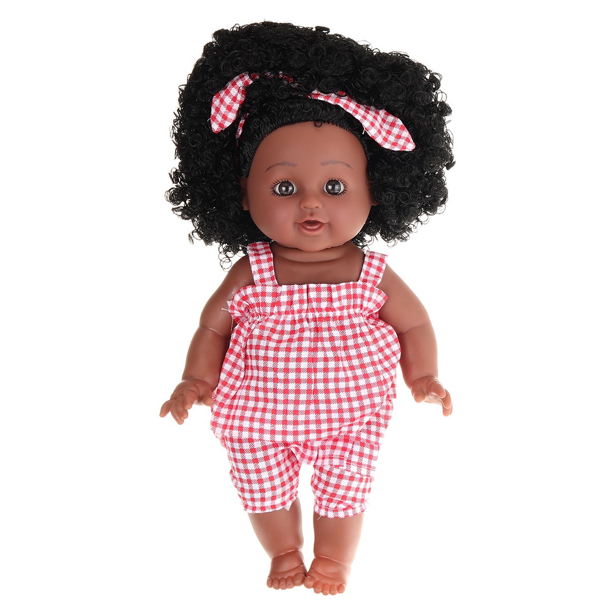 12Inch Soft Silicone Vinyl PVC Black Baby Fashion Doll Rotate 360° African Girl Perfect Reborn Doll Toy for Birthday Gift