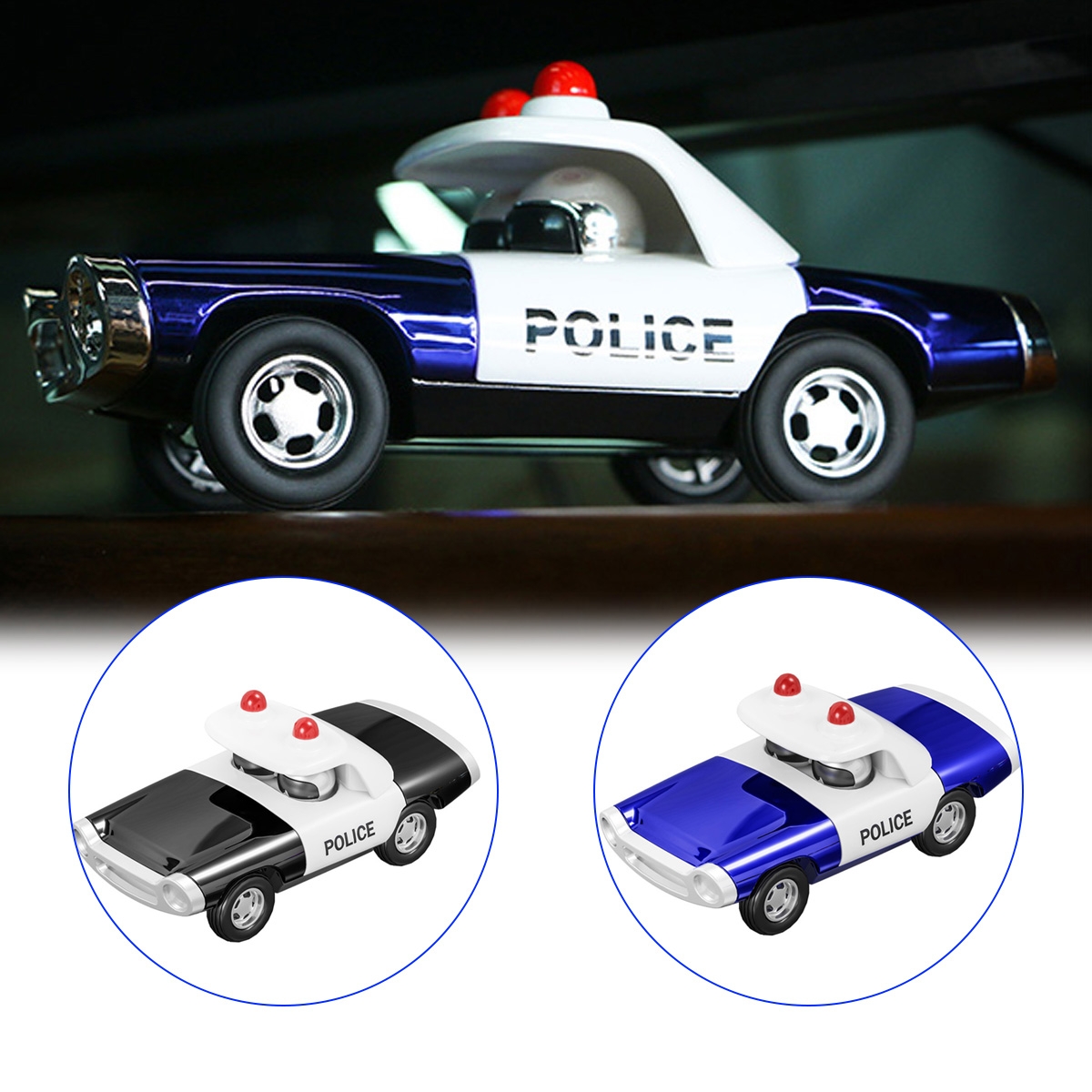 Alloy Police Pull Back Diecast Car Model Toy for Gift Collection Home Decoration