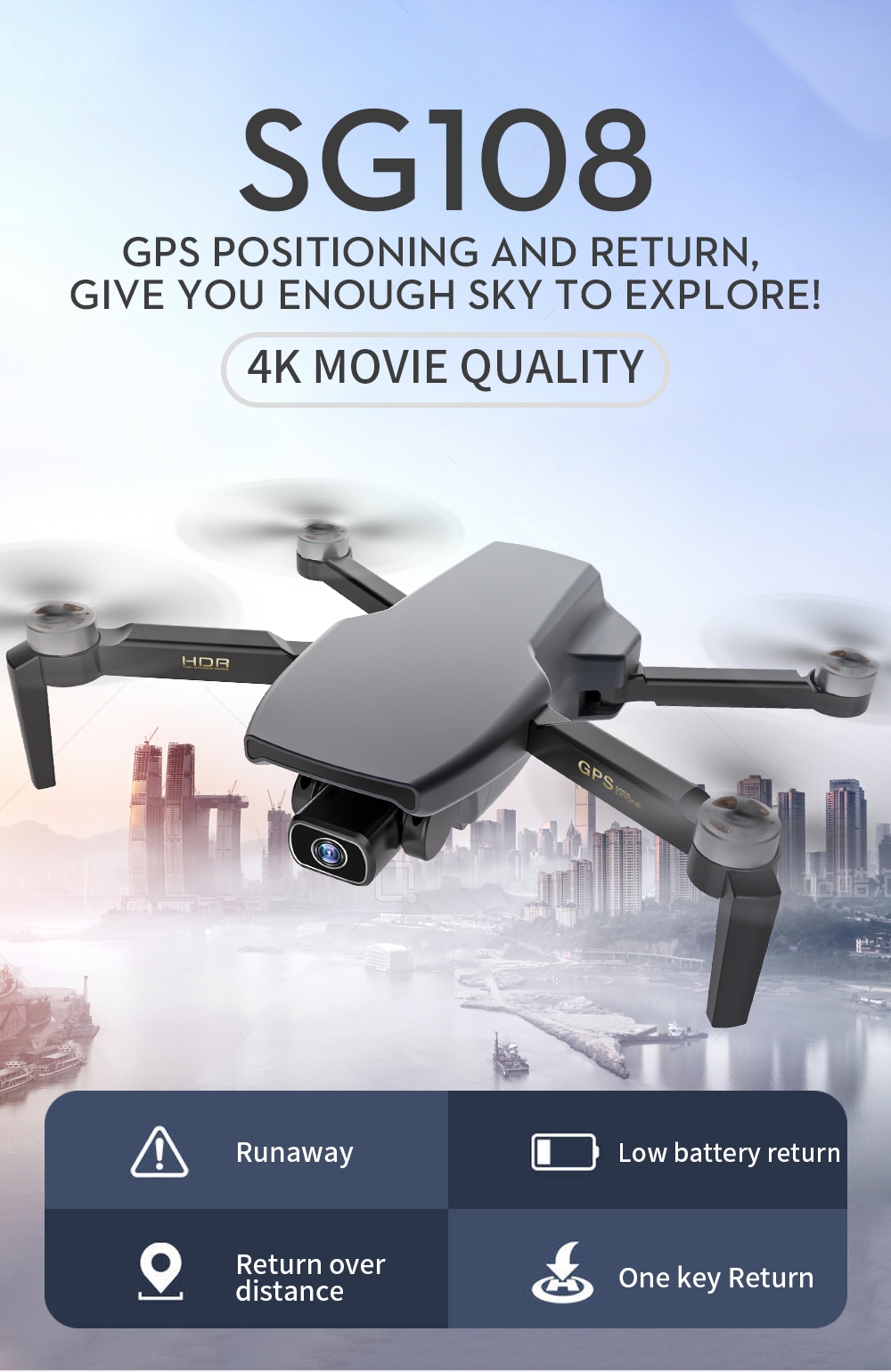 ZLRC SG108 5G WIFI FPV GPS With 4K HD Camera Optical Flow Poaitioning Brushless Foldable RC Drone Quadcopter