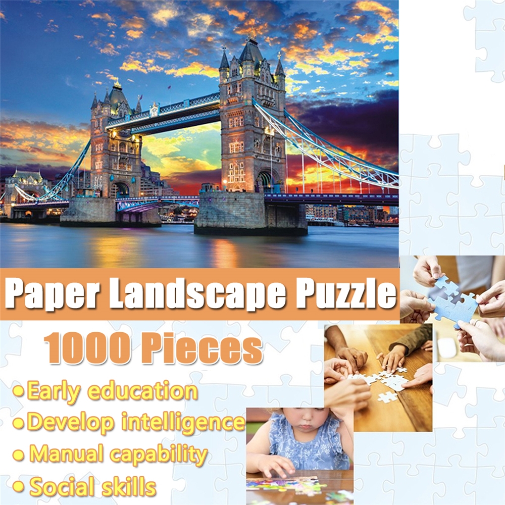 1000 Pieces of Jigsaw Puzzles London Bridge Paper Landscape Pattern Interesting Educational Toys For Kids