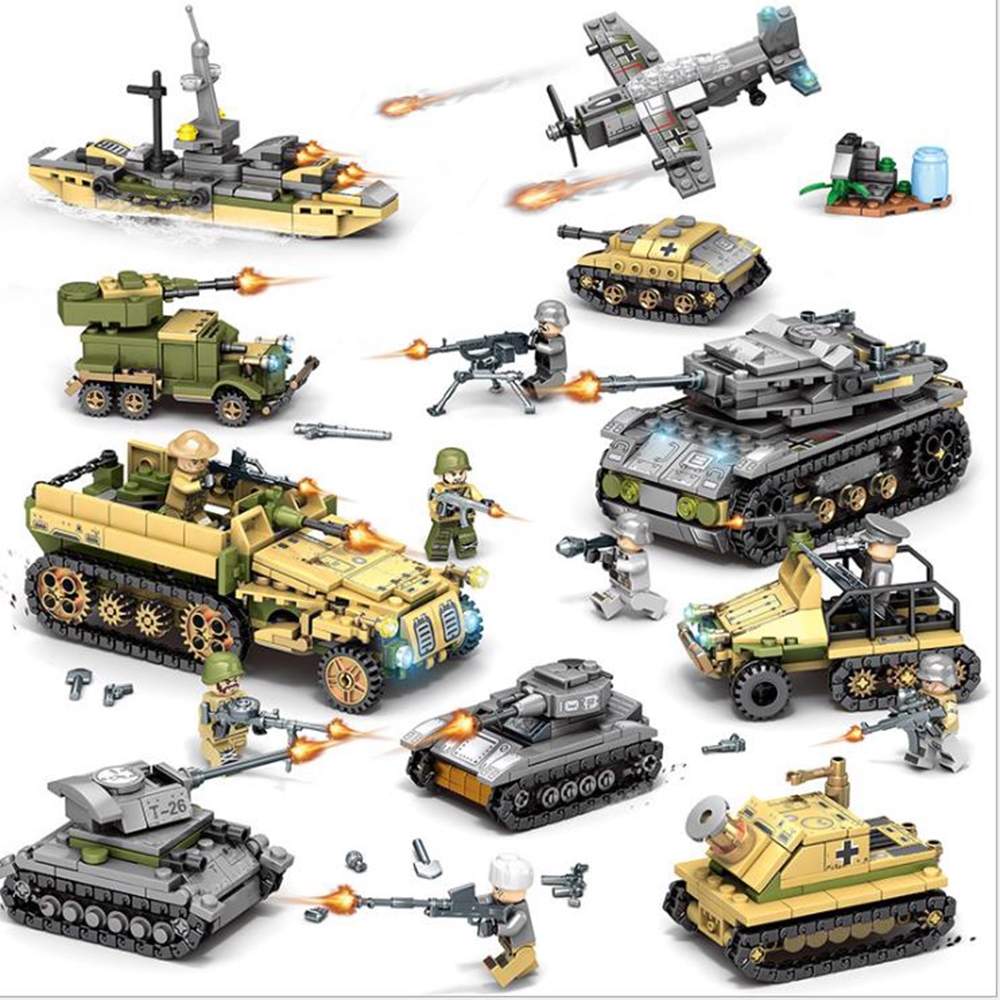 1061PCS Plastic & ABS 8 Kinds Of Steel Empire Themed Military War Bricks Toy For Children