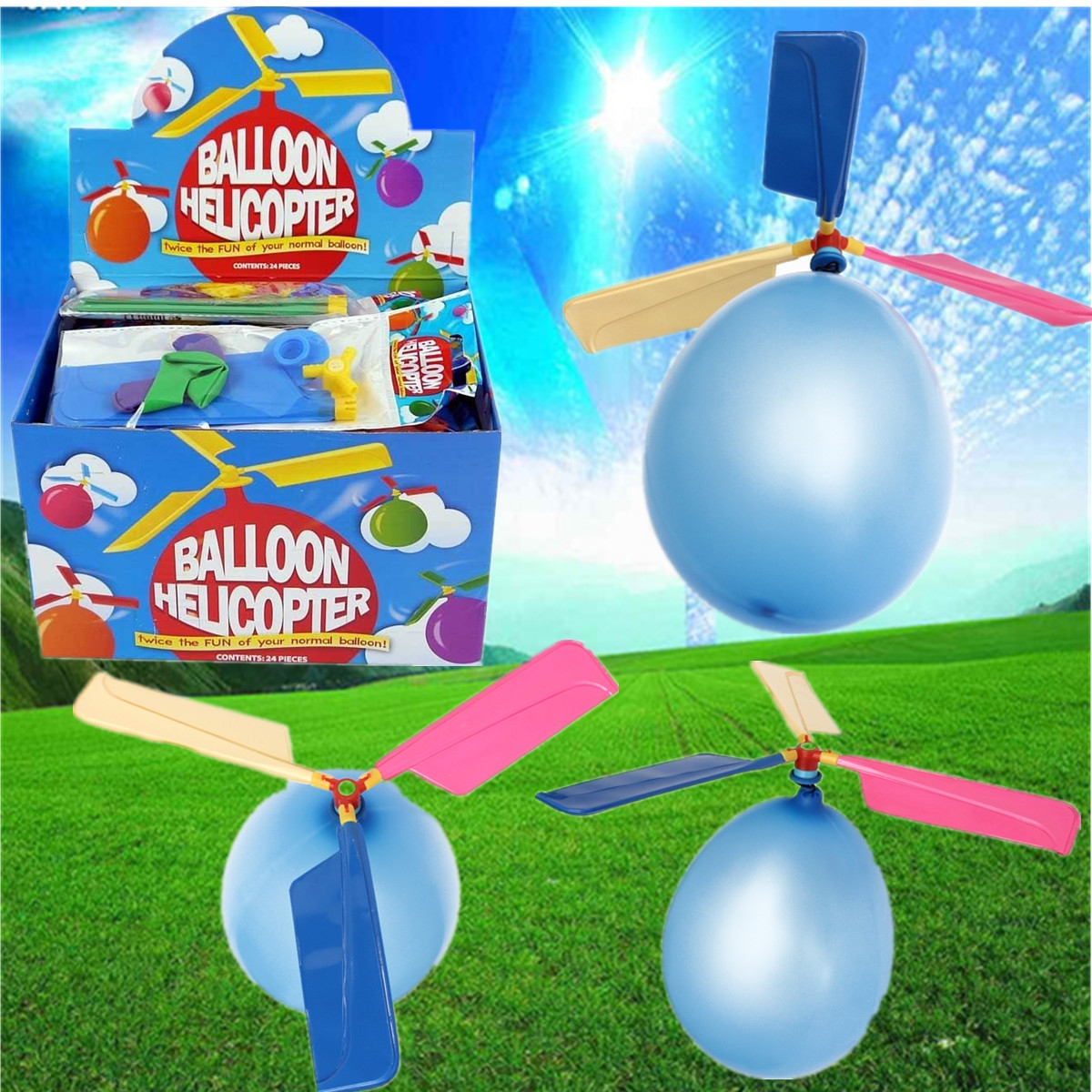 10X Colorful Traditional Classic Balloon Helicopter Portable Flying Toy