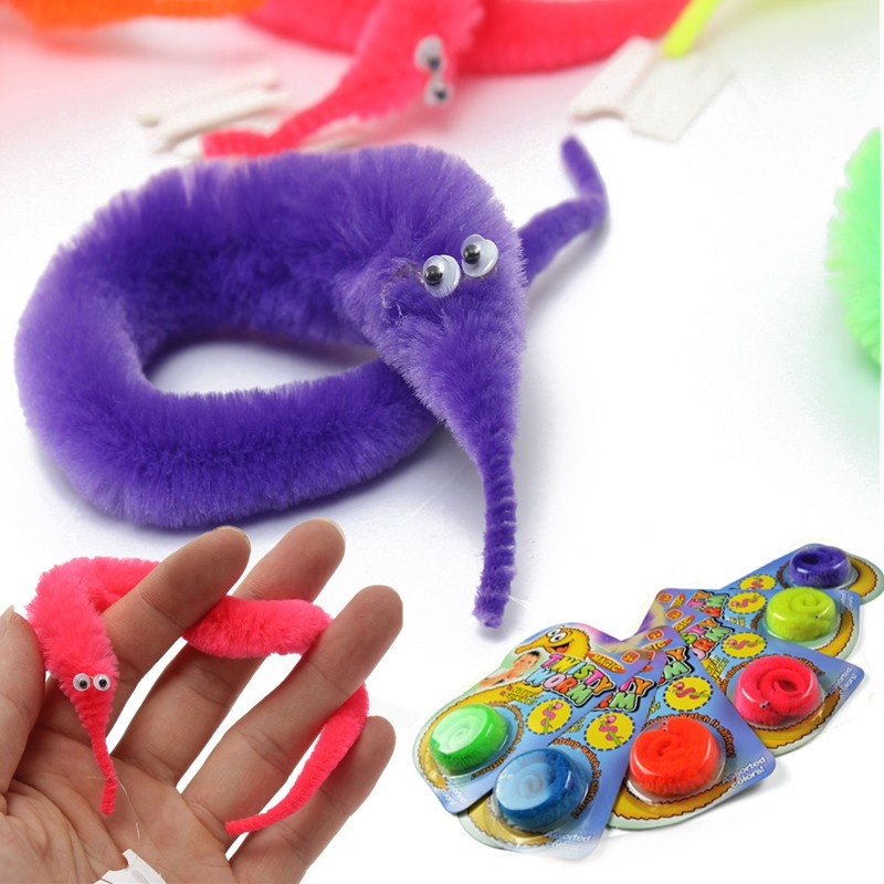 6PCS Magic Twisty Fuzzy Worm Wiggle Moving Sea Horse Kids Trick Toy Six Color