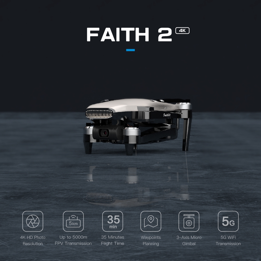 C-Fly Faith 2 5G WIFI 3KM FPV with 3-Axis Brushless Mechanical Gimbal 4K 30fps Camera 35mins Flight Time Ultrasonic GPS Foldable RC Quadcopter RTF