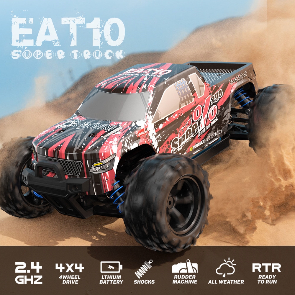 Eachine EAT10 1/18 Brushed RC Car with 2.4GHz Remote Control High Speed 28km/h 4WD Off Road Monster Truck RC Model Vehicle Crawler for Boys Kids and Adults