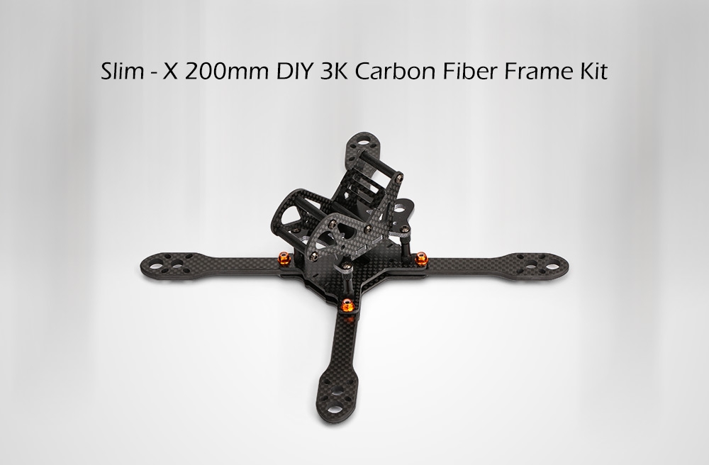 Slim-X 200 200mm X Tpye 3K Carbon Fiber DIY Frame Kit with 4mm Plate for Racing Drone