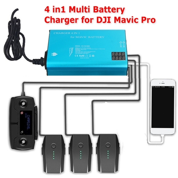 4 in1 Multi Battery Charging Hub with Digital Display Intelligent Battery Charger For DJI Mavic Pro
